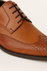 Men's Cognac Full Leather Lining Vestigium Genuine Ostrich Leg Derby Shoes Mens Ostrich Skin Shoes