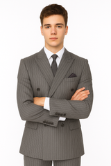 Mens Double Breasted Gomez Addams | Addams Family Costume in Charcoal Grey Pinstripe