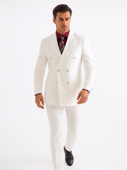Mens Double Breasted Poplin Dress Blazer in White
