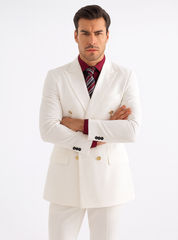 Mens Double Breasted Poplin Dress Blazer in White