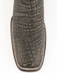 Men's Ferrini Acero Elephant Print Boots Handcrafted Black