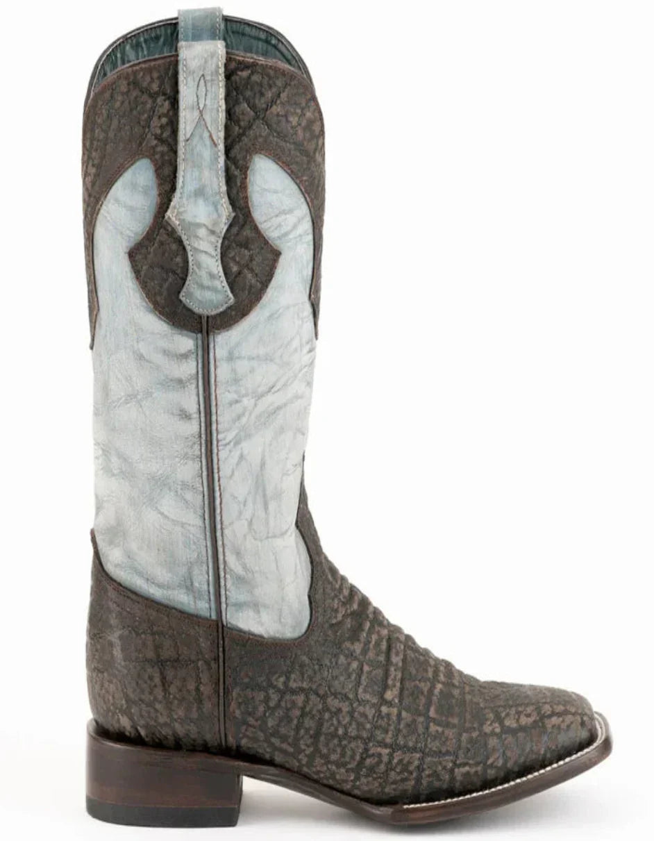 Men's Ferrini Acero Elephant Print Boots Handcrafted Black 5 12093-04-080-D  - from alligatorwarehouse.com
