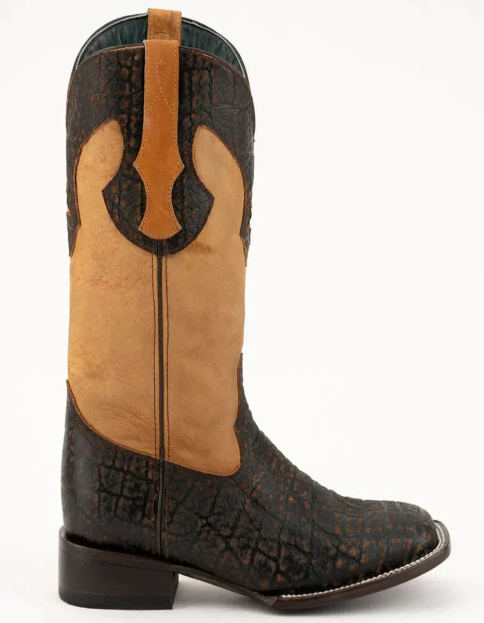 Men's Ferrini Acero Elephant Print Boots Handcrafted Nicotine 5 12093-24-080-D  - from alligatorwarehouse.com