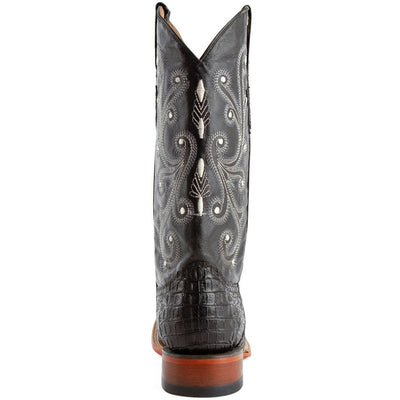 Men's Ferrini Caiman Crocodile Print Boots Handcrafted Black 4   - from alligatorwarehouse.com