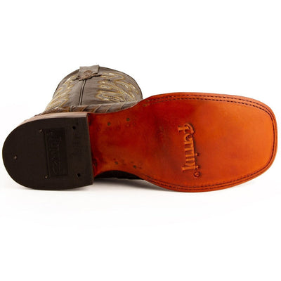 Men's Ferrini Caiman Crocodile Print Boots Handcrafted Rust 6   - from alligatorwarehouse.com