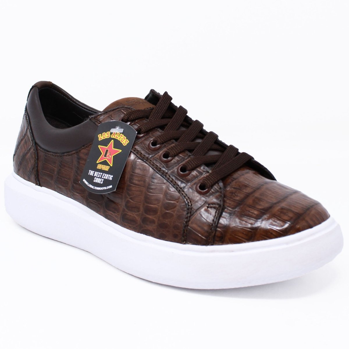 Men's Genuine Full Caiman Belly Skin Sneakers - Brown 3 LAB-ZSM028207-060  - from alligatorwarehouse.com