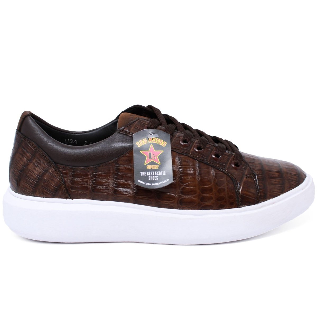 Men's Genuine Full Caiman Belly Skin Sneakers - Brown 2 LAB-ZSM028207-060  - from alligatorwarehouse.com