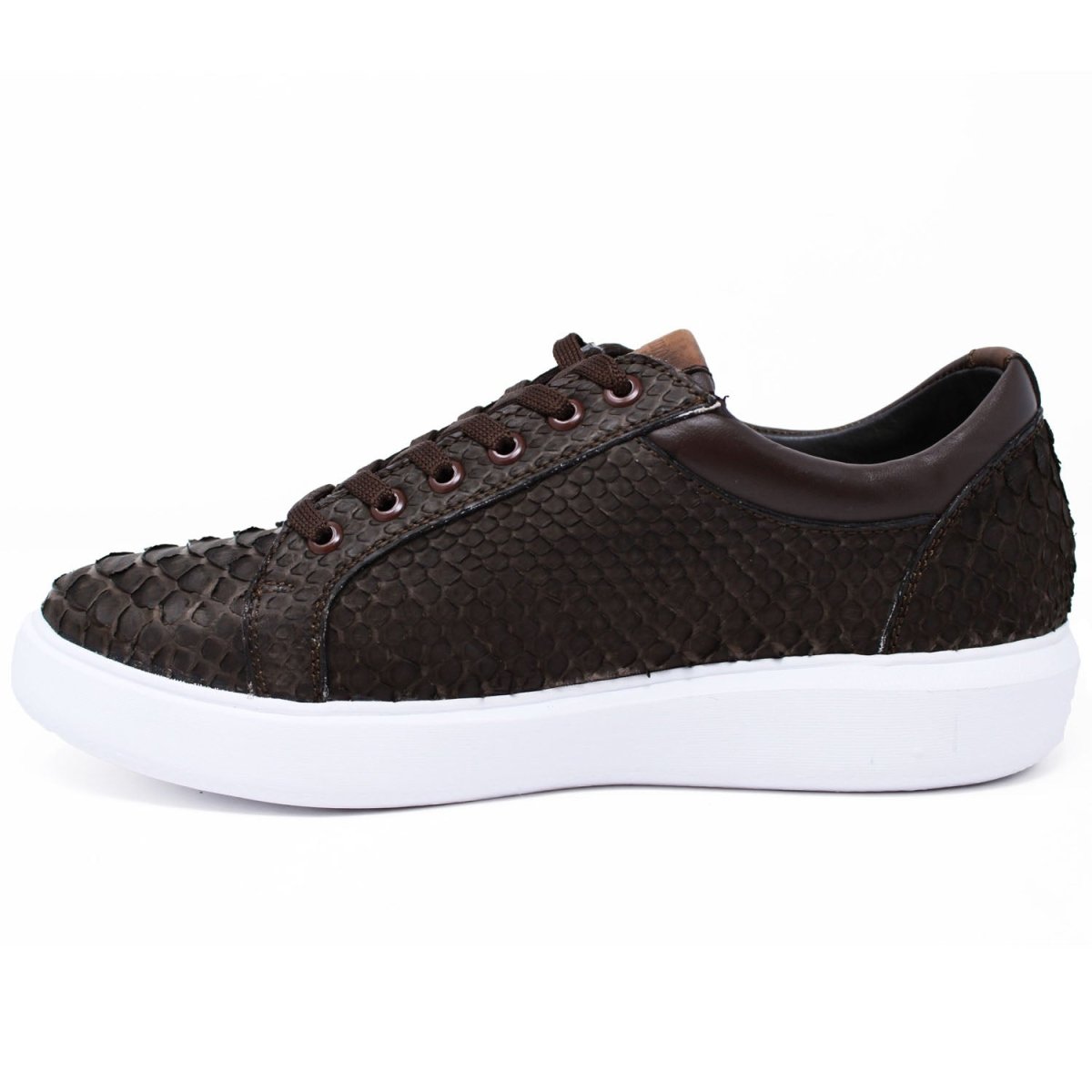 Men's Genuine Full Python Skin Sneakers - Brown 4 LAB-ZSM025707-060  - from alligatorwarehouse.com