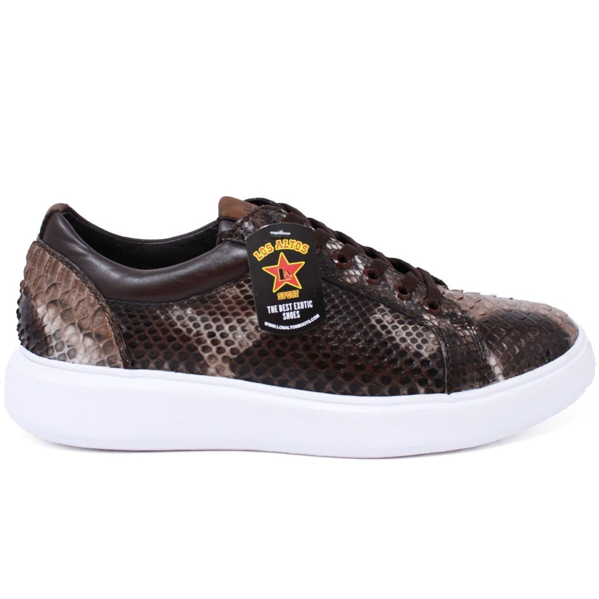 Men's Genuine Full Python Skin Sneakers - Rustic Brown 4 LAB-ZSM025785-060  - from alligatorwarehouse.com