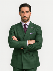 Men’s Green Double-Breasted Suit – Stylish Formal Wear