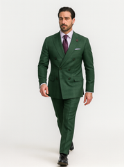 Men’s Green Double-Breasted Suit – Stylish Formal Wear