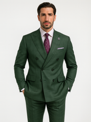 Men’s Green Double-Breasted Suit – Stylish Formal Wear