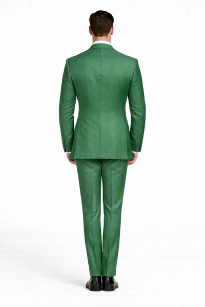 Rossiman Green Men's Slim Fit Suit Double Breast Vest Flat Front Pants