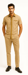 Men’s Houndstooth Walking Suit by Dreams by Zacchi – 2 Piece Lei sure Set in camel- $99