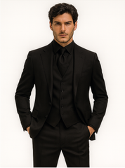 Mens John Wick Vested Black Suit Costume