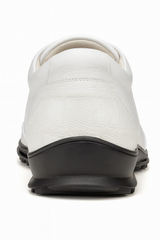 Los Altos White Ostrich Leg Lace Up Sneakers