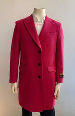 Men's Overcoat Pink - Megento Color Wool Topcoat - Ticket Pocket Peak Collar