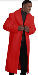 Mens Overcoat With Fur Collar Red ~ Black Topcoat