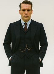 Mens Peaky Blinders Costume Michael Gray 1920s Vested Pinstripe Suit