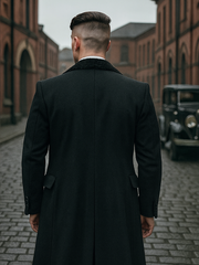 Mens Peaky Blinders Costume Thomas Shelby 3PC Suit & Black Overcoat