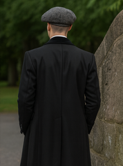 Mens Peaky Blinders Costume Thomas Shelby Black Suit Overcoat & Hat