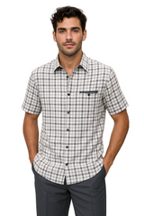 Mens Plaid Walking Suit in grey by Dreams by Zacchi – 2 Piece Leisure Outfit with Matching Shirt and Pants - $99