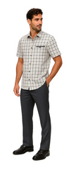 Mens Plaid Walking Suit in grey by Dreams by Zacchi – 2 Piece Leisure Outfit with Matching Shirt and Pants - $99