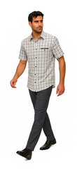 Mens Plaid Walking Suit in grey by Dreams by Zacchi – 2 Piece Leisure Outfit with Matching Shirt and Pants - $99