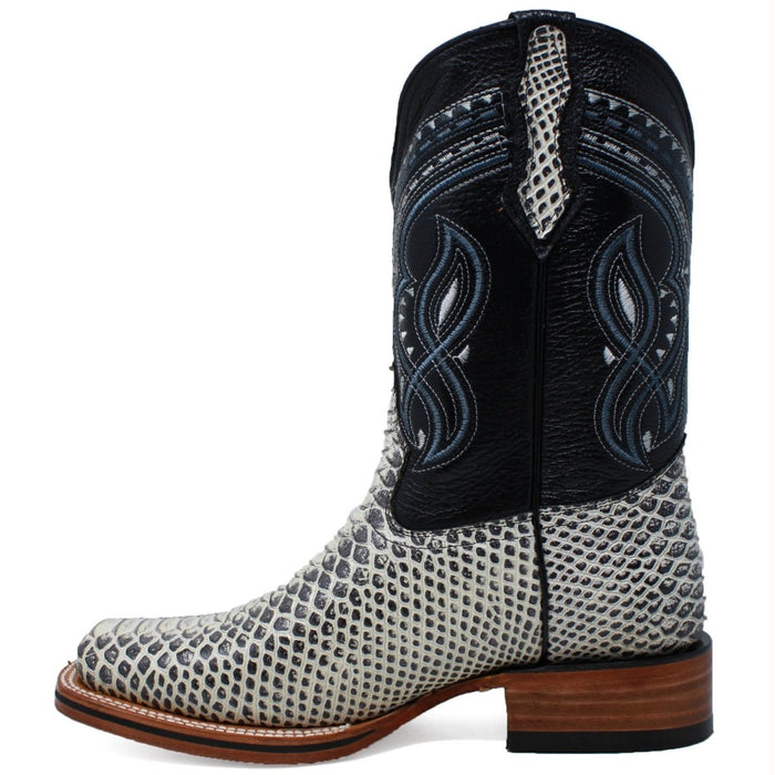 Men's Los Altos Python Skin Wide Square Toe Boots - Porto Brown 2   - from alligatorwarehouse.com