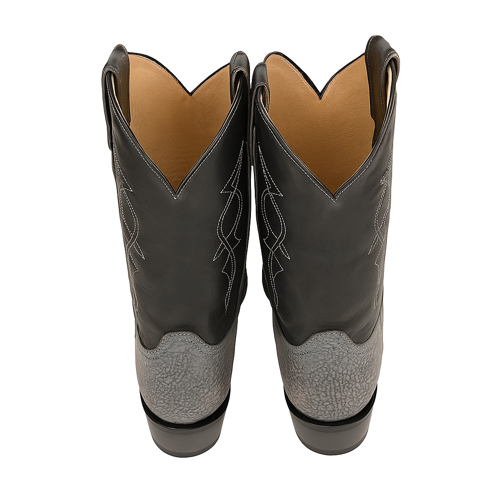 Men's King Exotic Snip Toe Sharkskin Boots Handcrafted Gray (494R0909)