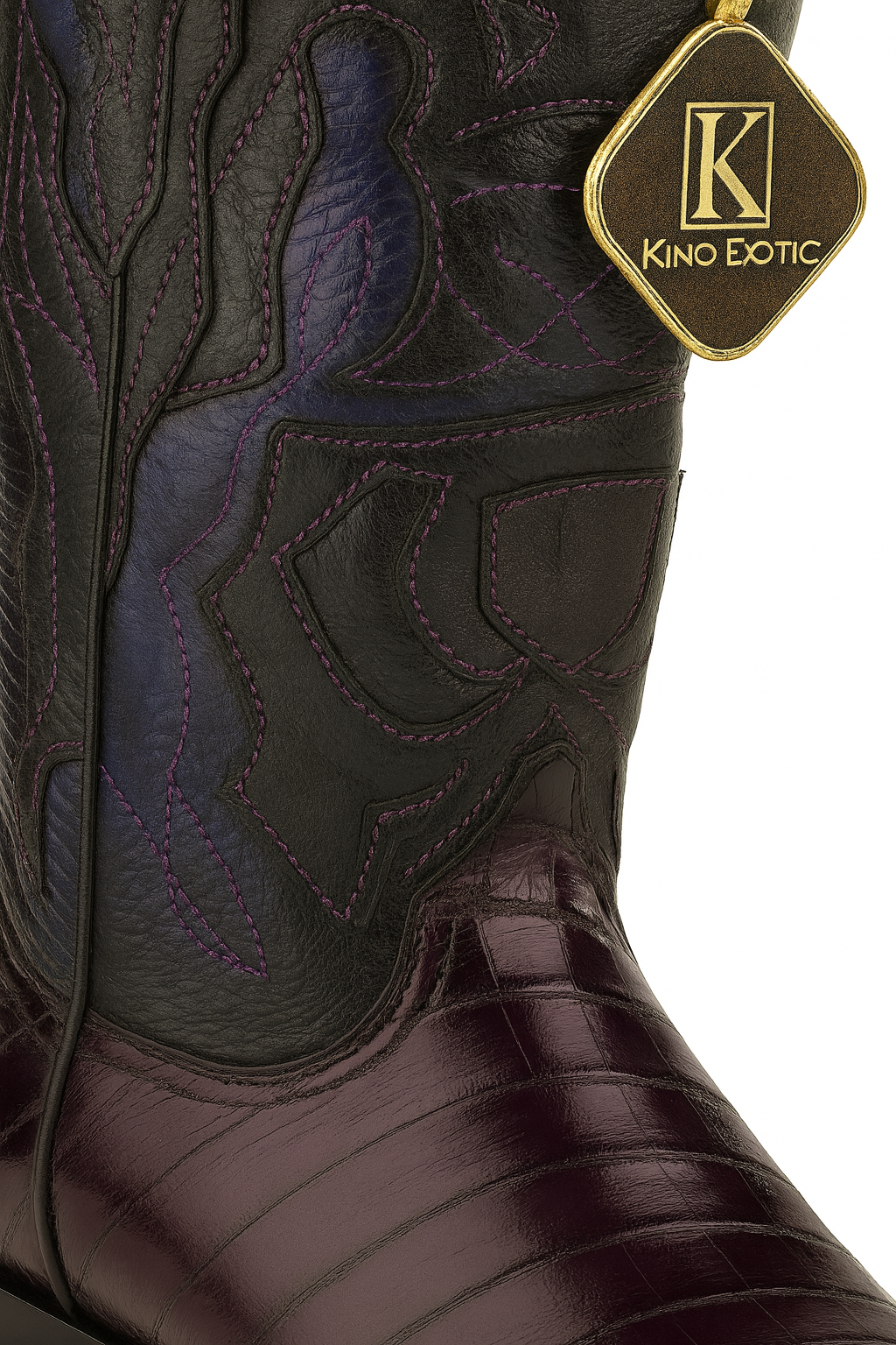 Men's King Exotic Snip Toe Eel Boots Handcrafted Burnished Purple (494RD0866) 4   - from alligatorwarehouse.com