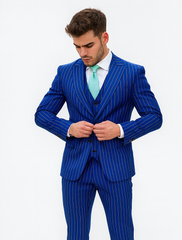 Mens Vested Gangster Pinstripe 1920's Suit in Blue