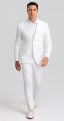 Mens Vested Summer Seersucker Suit in White Pinstripe