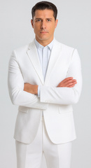 Mens Vested Summer Seersucker Suit in White Pinstripe