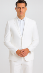 Mens Vested Summer Seersucker Suit in White Pinstripe