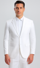 Mens Vested Summer Seersucker Suit in White Pinstripe