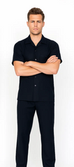Mens Walking Suit in Color Black leisure suit causal Matching Shirt and Pants $99