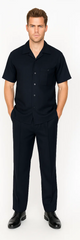 Mens Walking Suit in Color Black leisure suit causal Matching Shirt and Pants $99