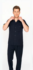 Mens Walking Suit in Color Black leisure suit causal Matching Shirt and Pants $99