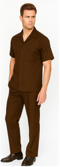 Mens Walking Suit in Color Brown leisure suit causal Matching Shirt and Pants $99