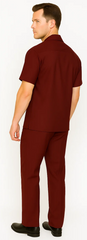 Mens Walking Suit in Color Burgundy leisure suit causal Matching Shirt and Pants $99