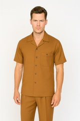 Mens Walking Suit in Color caramel leisure suit causal Matching Shirt and Pants $99