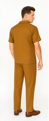 Mens Walking Suit in Color caramel leisure suit causal Matching Shirt and Pants $99