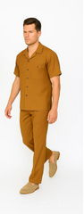 Mens Walking Suit in Color caramel leisure suit causal Matching Shirt and Pants $99