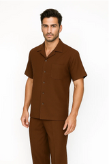 Mens Walking Suit in Color cognac leisure suit causal Matching Shirt and Pants $99