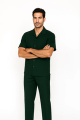 Mens Walking Suit in Color hunter green leisure suit causal Matching Shirt and Pants $99