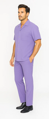 Mens Walking Suit in Color lavender leisure suit causal Matching Shirt and Pants $99