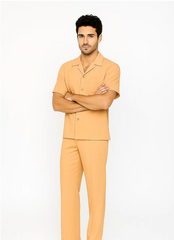 Mens Walking Suit in Color melon leisure suit causal Matching Shirt and Pants $99