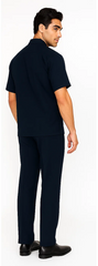 Mens Walking Suit in Color navy leisure suit causal Matching Shirt and Pants $99