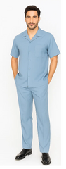 Mens Walking Suit in Color powder blue leisure suit causal Matching Shirt and Pants $99
